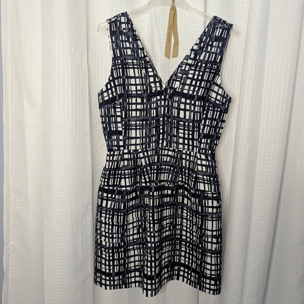 Madewell Sleeveless Mini Dress, Size 8, Black, White, Gray